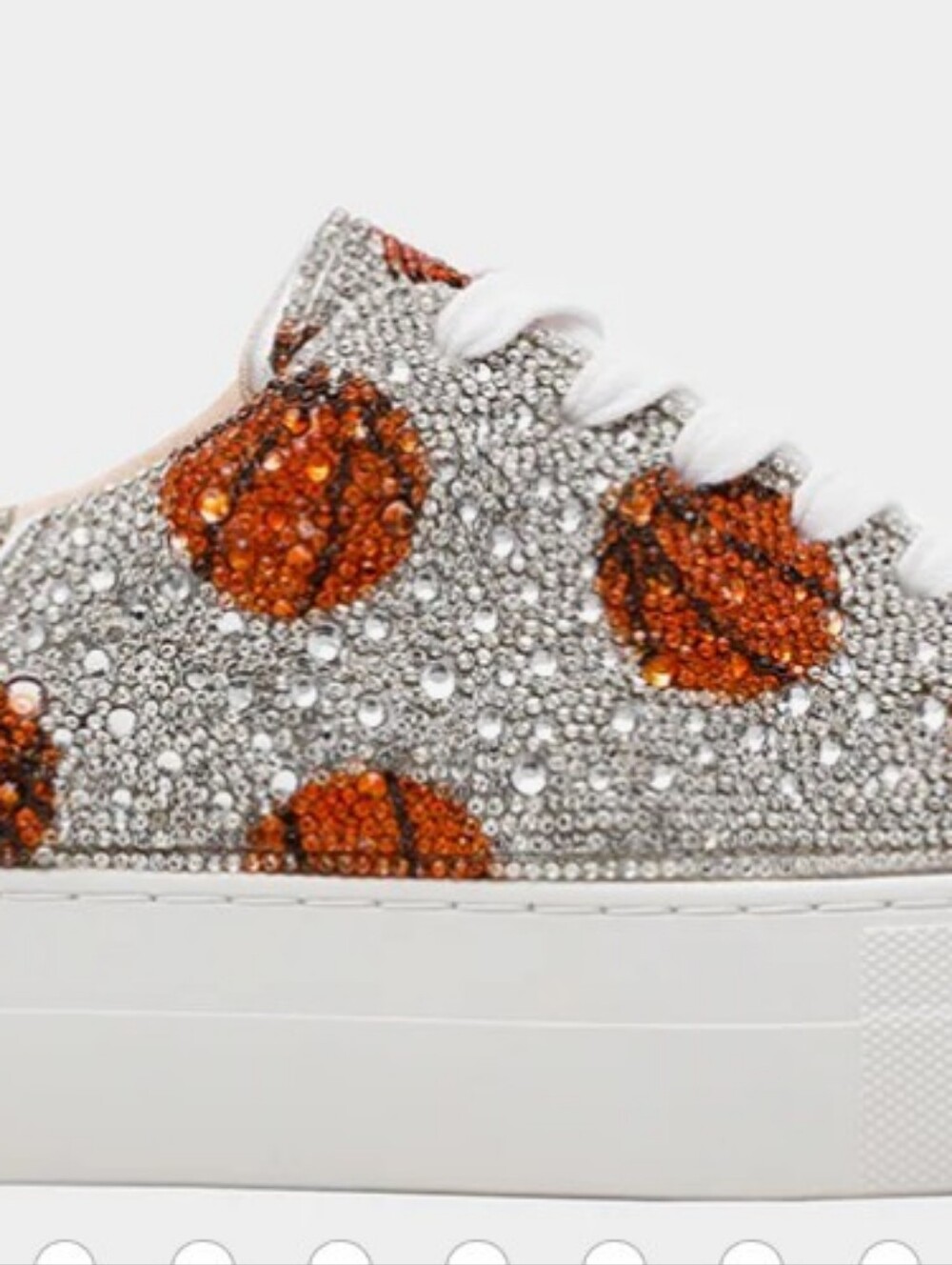 Betsey Johnson Silver Crystal Platform Sneakers with Copper Sequin Spots - Picture 4 of 8